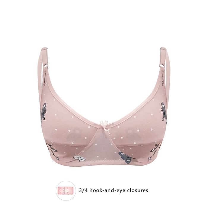 

Clovia Non-Padded Non-Wired Full Cup Polka Print Bra in Baby Pink - Cotton - BR0227F22, Light pink