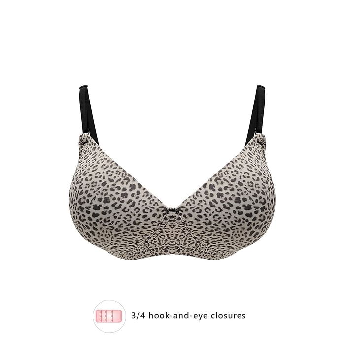 

Clovia Padded Non-Wired Full Cup Animal Print Multiway T-shirt Bra in Grey - BR0738B18, White
