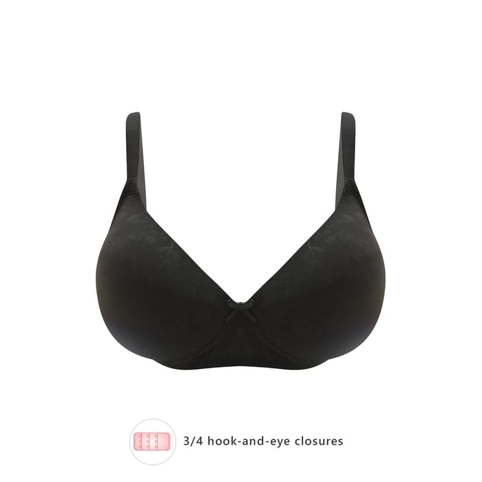 

Clovia Padded Non-Wired Full Cup Floral Print T-Shirt Bra in Black - BR0738J13