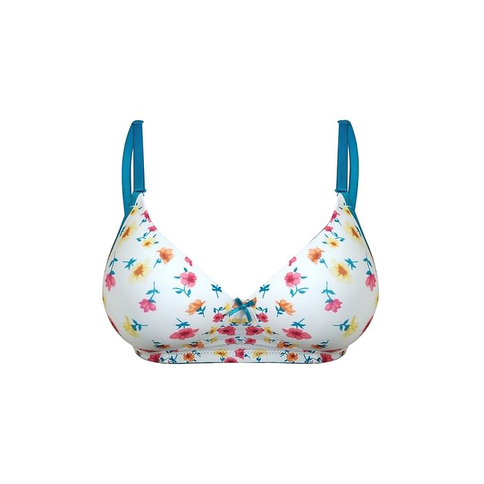 

Clovia Padded Non-Wired Full Cup Floral Print Multiway T-shirt Bra in White - BR0738R19, Multicolour