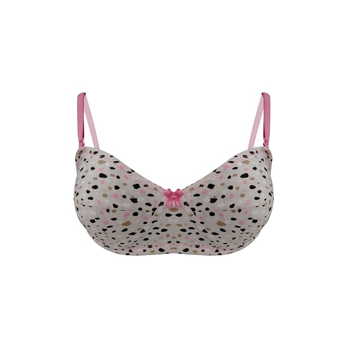 

Clovia Non-Padded Non-Wired Full Cup Printed Balconette Bra in Nude Colour - 100% Cotton - BR0857A24