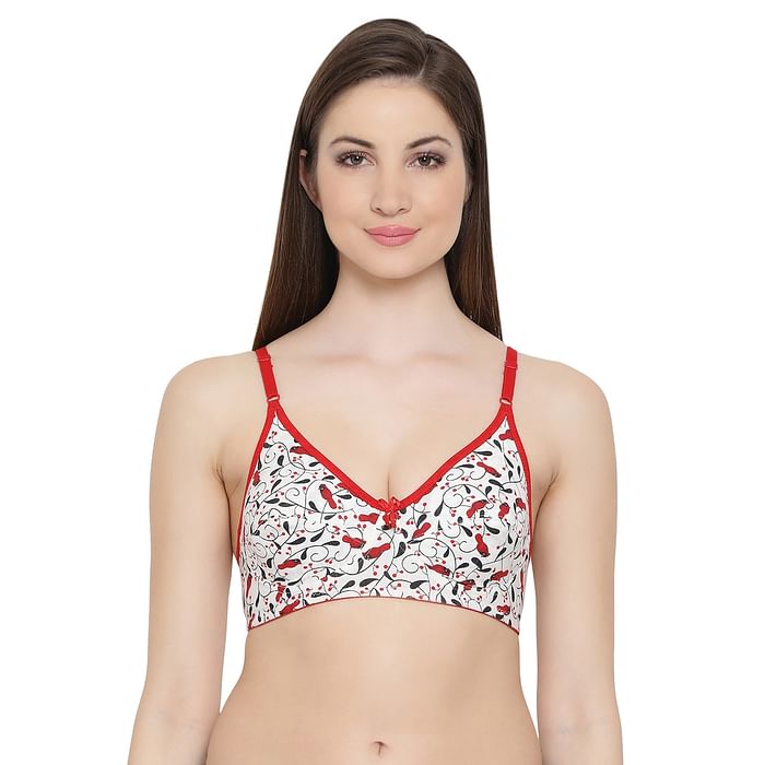 

Clovia Cotton Non-Wired Non-Padded Printed Bra In White - BR0922F18