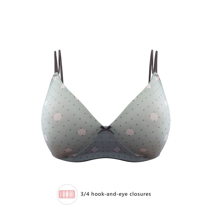 

Clovia Padded Non-Wired Polka Print Full Coverage T-Shirt Bra in Light Blue - BR1067A03