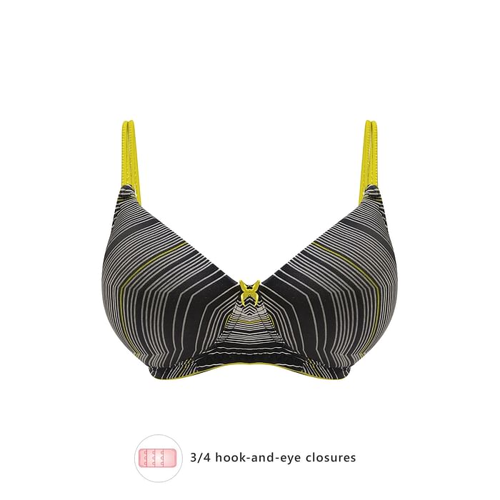 

Clovia Padded Non-Wired Full Cup Striped T-shirt Bra in Black - BR1067H13