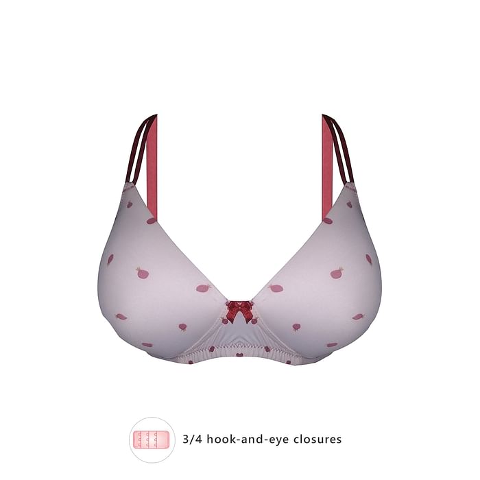 

Clovia Padded Non-Wired Full Cup Printed T-Shirt Bra in White - BR1067M24, Nude-colour