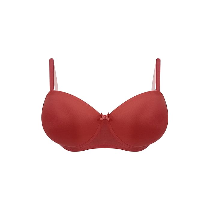 

Clovia Padded Underwired Full Cup Strapless T-shirt Bra in Orange - BR1266P16