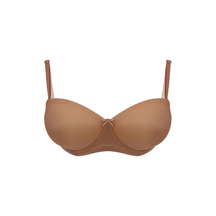 

Clovia Padded Underwired Full Cup Strapless T-shirt Bra in Nude Colour - BR1266P24