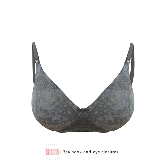 

Clovia Padded Non-Wired Full Cup Printed Multiway T-shirt Bra in Charcoal Grey - BR1277N13, Black