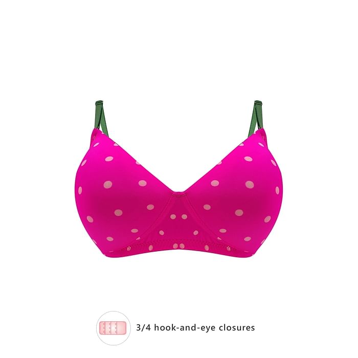 

Clovia Padded Non-Wired Full Cup Polka Print Multiway T-shirt Bra in Magenta - BR1277V14, Pink