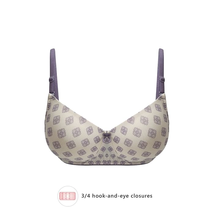 

Clovia Padded Non-Wired Full Cup Printed Multiway T-Shirt Bra in Beige - BR1277X24, Nude-colour