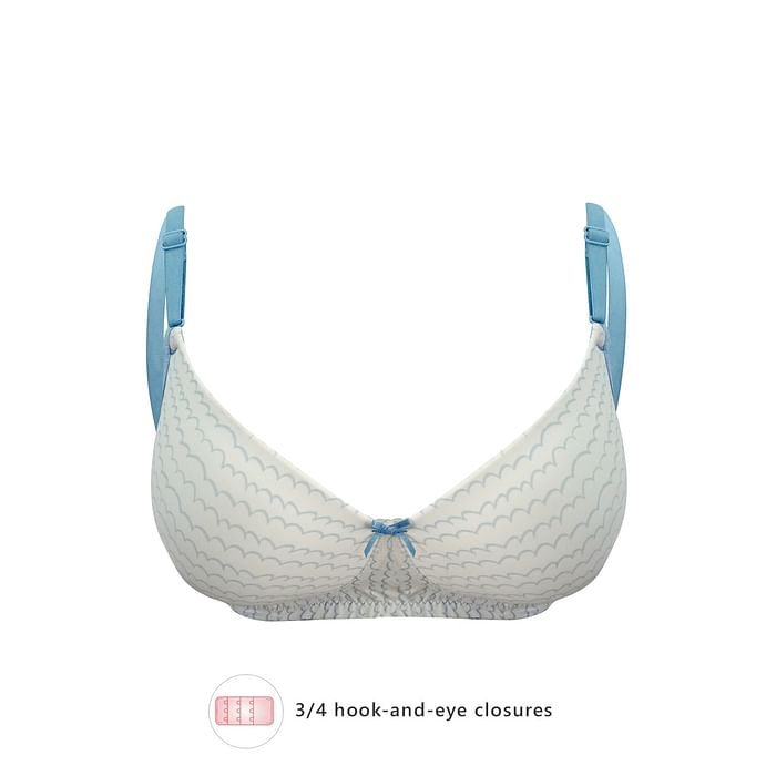 Clovia - Clovia Padded Non-Wired Full Cup Wave Print Multiway T-shirt Bra in White – BR1277Z18
