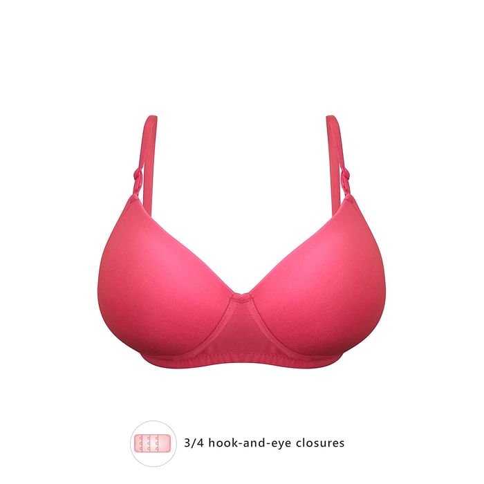 Clovia - Clovia Padded Non-Wired Full Cup T-shirt Bra in Dark Pink – Cotton Rich – BR1279Z14