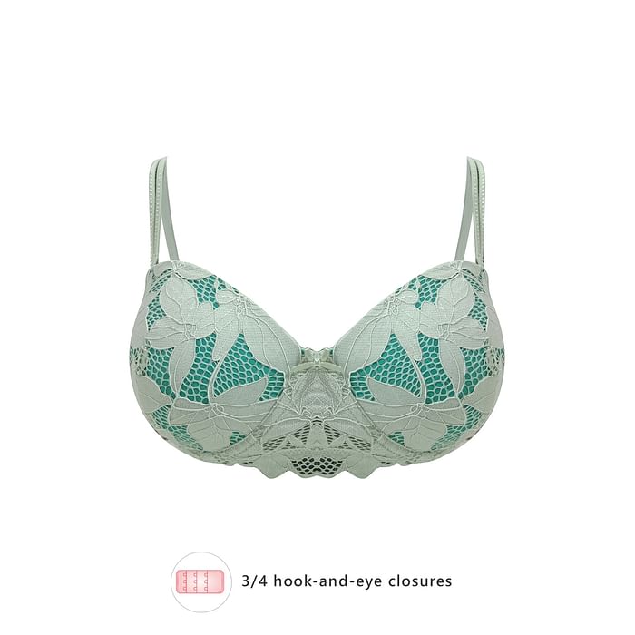 

Clovia Padded Underwired Full Cup Strapless Balcontte Bra in Mint Green - Lace - BR1369R11, Light green