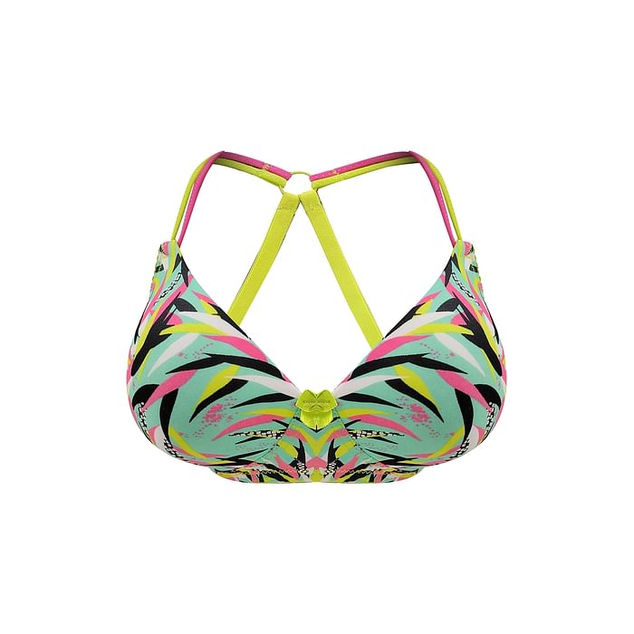 

Clovia Padded Non Wired Full Cup Printed Raceback T-shirt Bra in Multicolour - BR1390A19