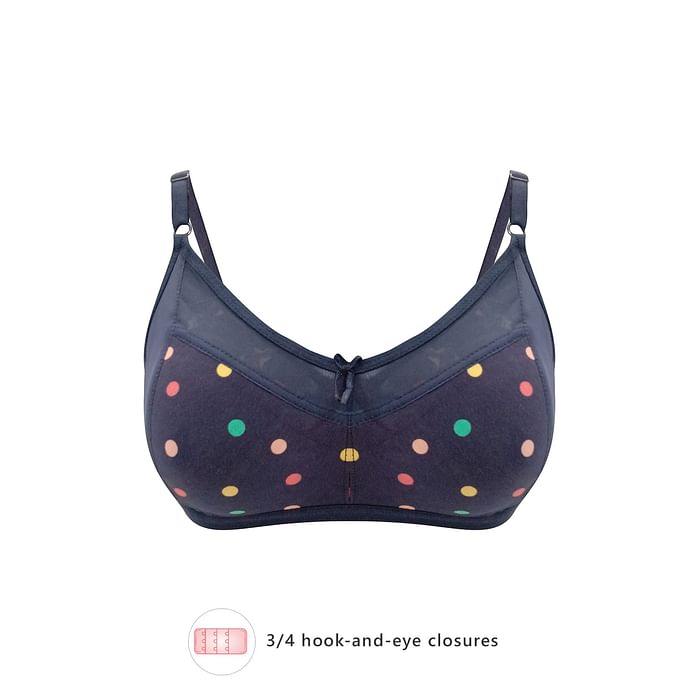 

Clovia Non-Padded Non-Wired Full Cup Polka Print Bra in Navy - BR1423A08