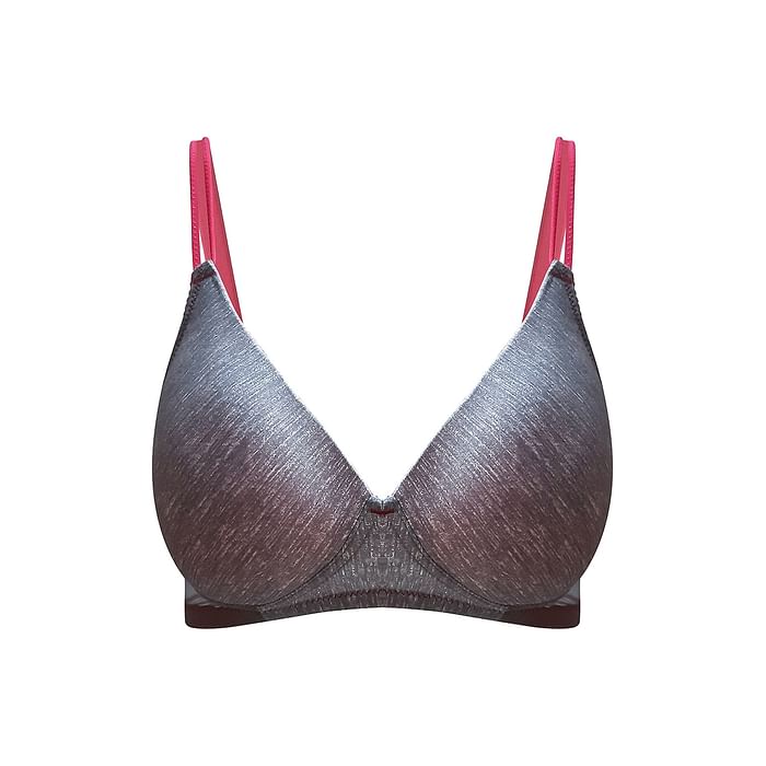 

Clovia Padded Non-Wired Full Cup Printed T-Shirt Bra in Dark Grey - BR1474P05