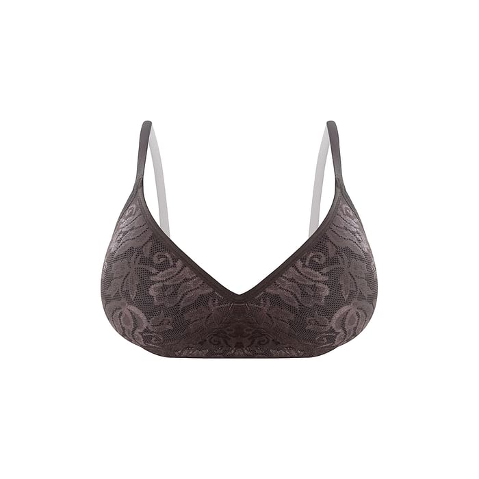 

Clovia Padded Non-Wired Full Cup Bra in Dark Brown - Lace - BR1479W06