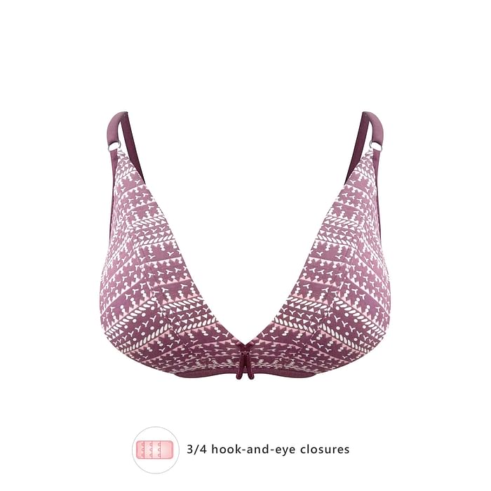 

Clovia Non-Padded Non-Wired Printed Demi Cup Plunge Bra in Purple - Cotton - BR1595A12, Lavender