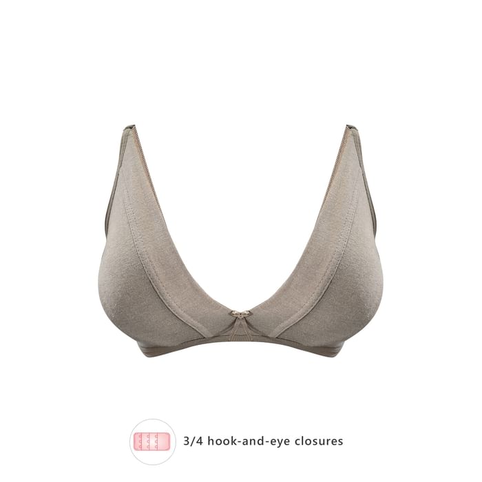

Clovia Non-Padded Non-Wired Demi Cup Plunge Bra Grey - Cotton Rich - BR1595B06, Brown