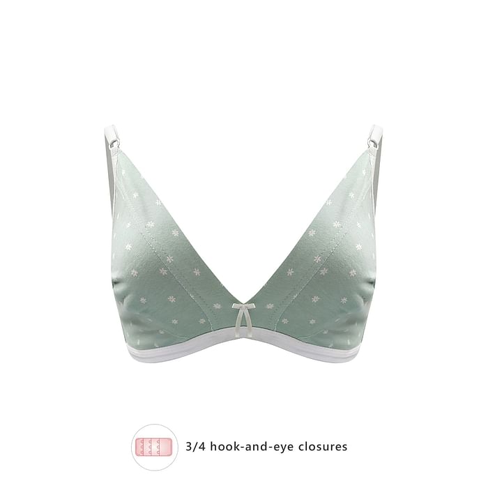 

Clovia Non-Padded Non-Wired Demi Cup Floral Print Plunge Bra in Sage Green - Cotton - BR1595B11, Light green