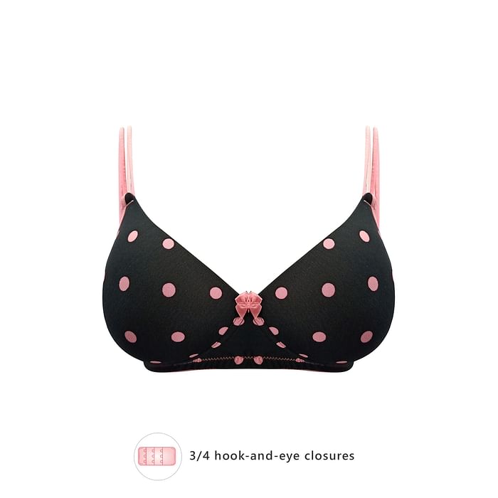 

Clovia Padded Non-Wired Polka Print T-shirt Bra in Black - BR1737K13