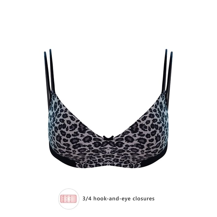 

Clovia Padded Non-Wired Full Cup Animal Print T-shirt Bra in Grey - BR1737M05, Dark grey