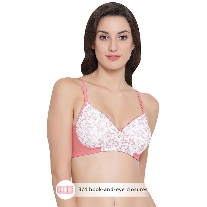 

Clovia Padded Non-Wired Printed T-Shirt Bra - BR1737R18, White