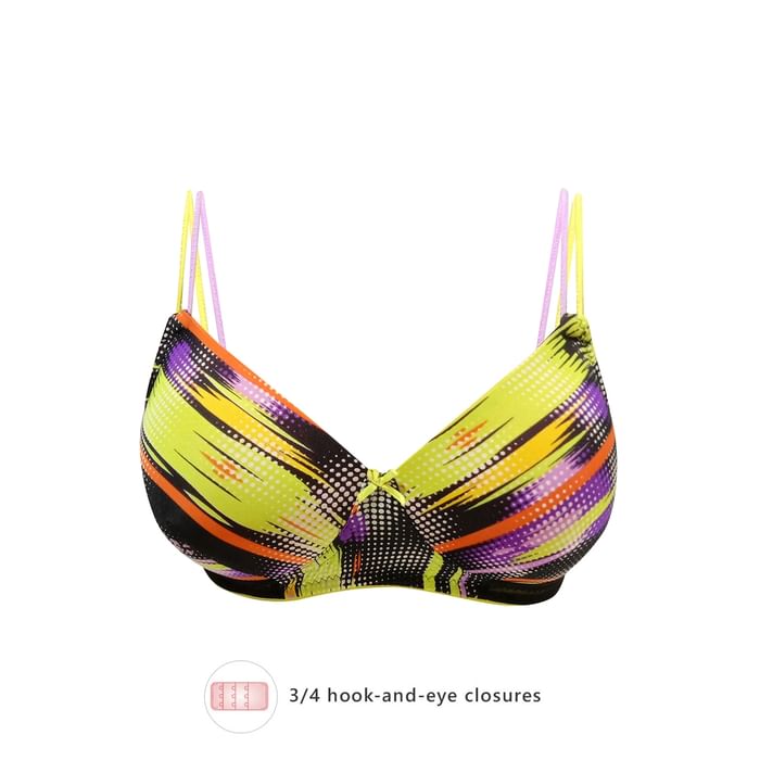 

Clovia Padded Non-Wired Full Cup Abstract Print T-shirt Bra in Multicolor - BR1737Z13, Black