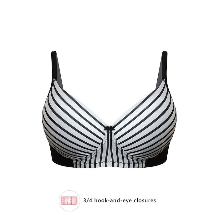 

Clovia Padded Non-Wired Full Cup Striped T-shirt Bra in White - BR1737Z18