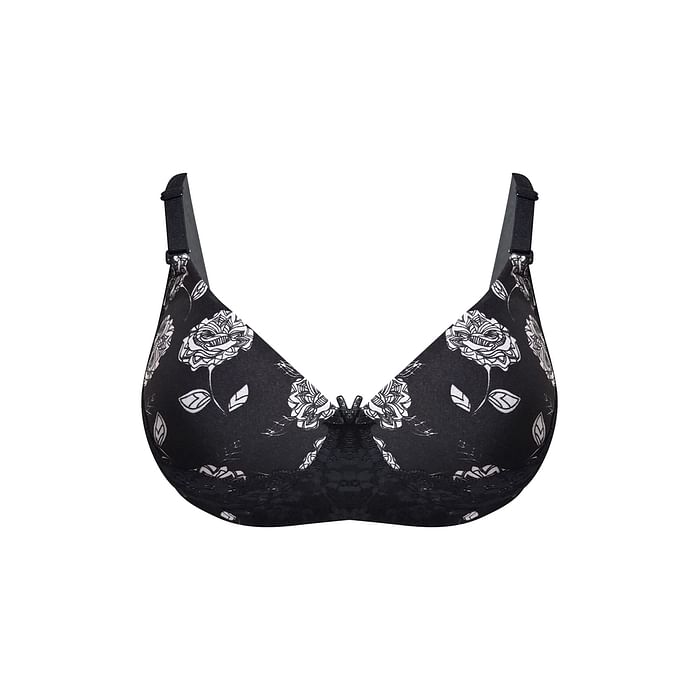 

Clovia Padded Non-Wired Full Cup Floral Print Multiway T-shirt Bra in Black - BR1747Q13