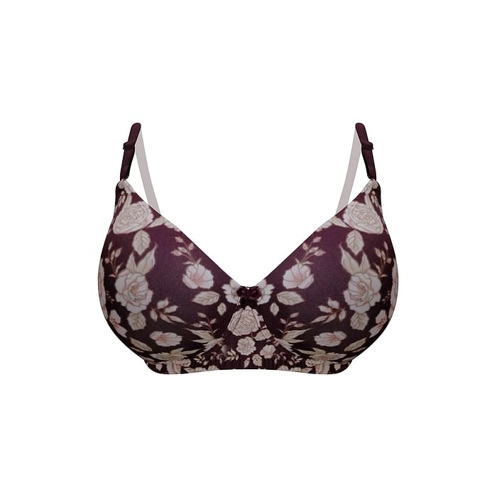 

Clovia Padded Non-Wired Full Cup Floral Print Multiway T-shirt Bra in Maroon - BR1776P09