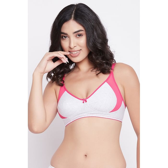 

Clovia Non-Padded Non-Wired Full Cup Bra in Light Grey Melange - Cotton - BR1780U01