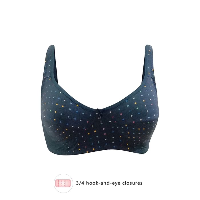 

Clovia Non-Padded Non-Wired Full Cup Polka Print Bra in Navy - BR1797L08