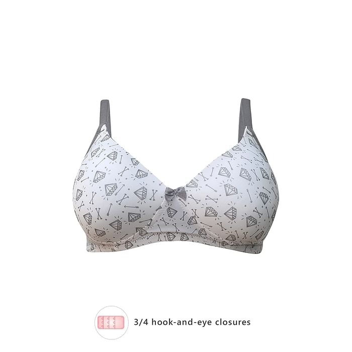 

Clovia Padded Non-Wired Printed Full Coverage T-Shirt Bra in White - BR1804H18