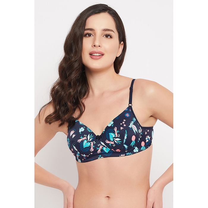 

Clovia Padded Non-Wired Full Cup Printed Bra in Navy - BR1804X19, Multicolour