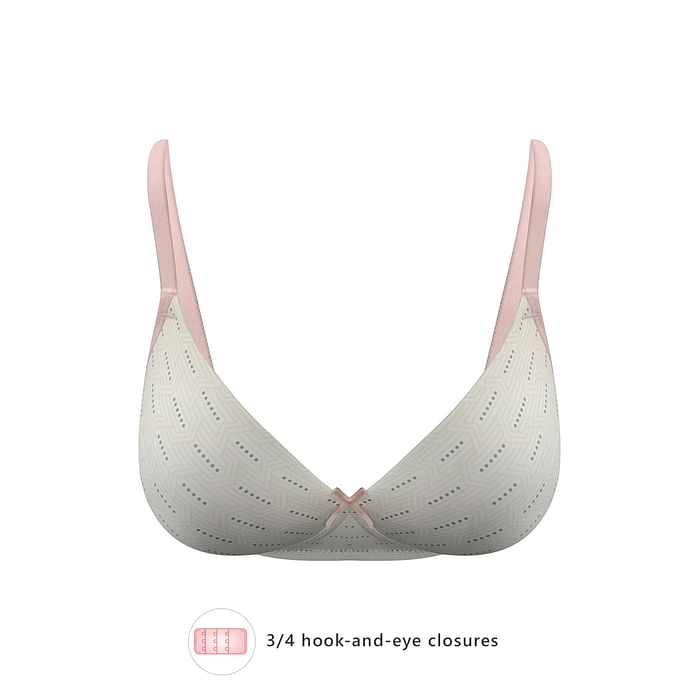 

Clovia Padded Non-Wired Full Cup Geometric Print T-shirt Bra in White - BR1804Y18