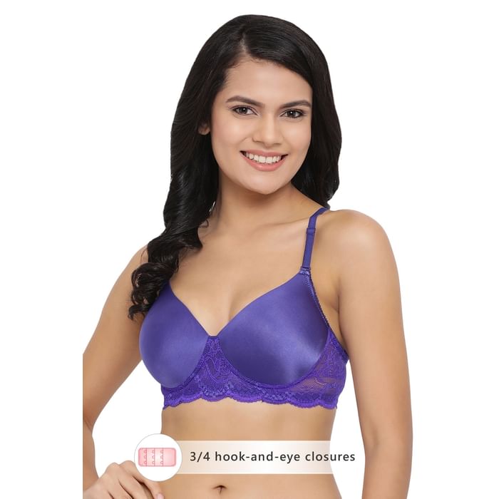 

Clovia Padded Non-Wired Full Coverage Multiway T-Shirt Bra in Purple - Polyamide - BR1806M15