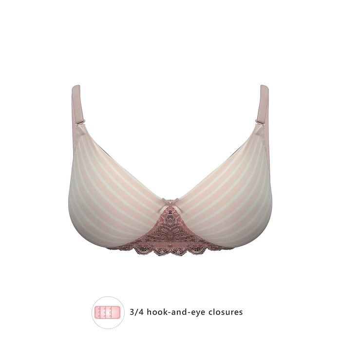 

Clovia Padded Non-Wired Full Cup Striped Multiway T-shirt Bra in Baby Pink - BR1806V22