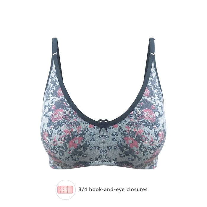 

Clovia Cotton Non Padded Non Wired Printed Bra In Grey - BR1815S05, Dark grey