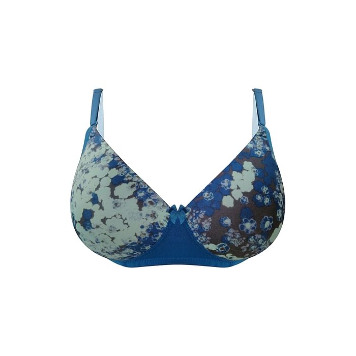 

Clovia Padded Non-Wired Full Cup Acid Wash Print Multiway T-shirt Bra in Blue - BR1866F36, Teal