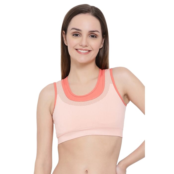 

Clovia Padded Activewear Gym/Sports Bra with Racerback - BR1867P16, Orange