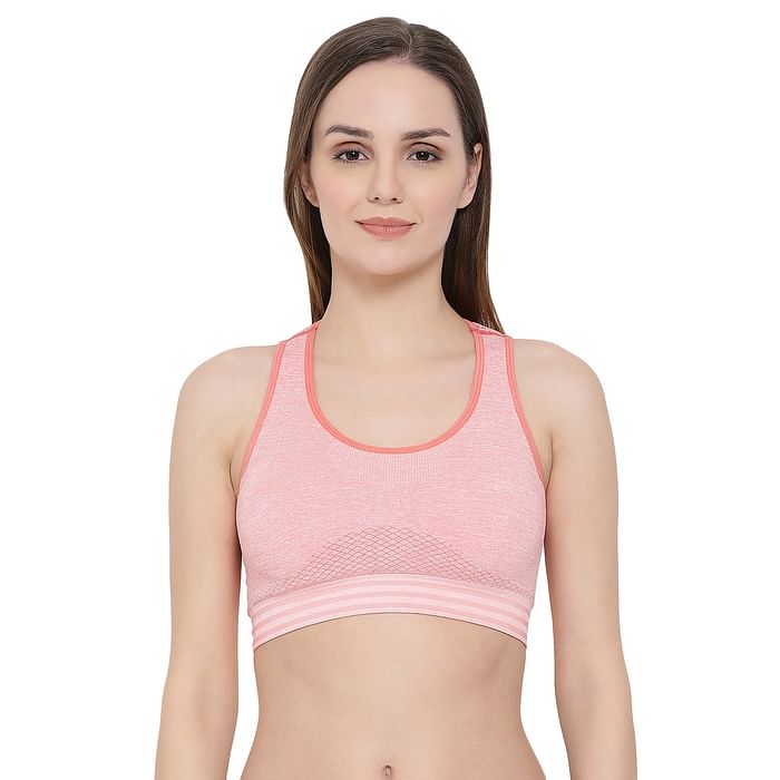 

Clovia Padded Activewear Gym/Sports Seamless Bra - BR1868P22, Light pink
