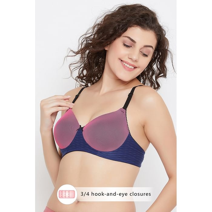 

Clovia Padded Non-Wired Printed Full Cup Multiway T-Shirt Bra in Pink - BR1897Y14