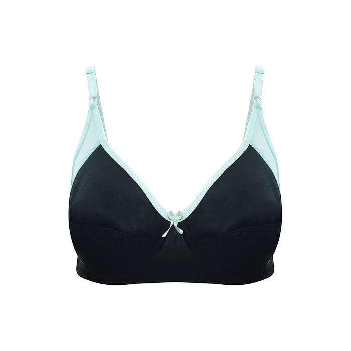 

Clovia Cotton Non-Padded Non-Wired Bra with Mesh Inserts - BR1939P13, Black