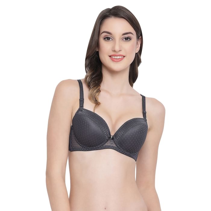 

Clovia Push Up Underwired Demi Cup Multiway Bra in Dark Grey - BR1988P05