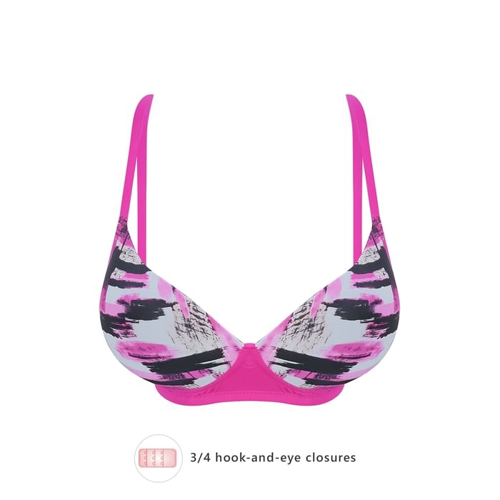 

Clovia Padded Non-Wired Demi Cup Printed Level 1 Push-up Bra in Pink - BR2023P12, Lavender