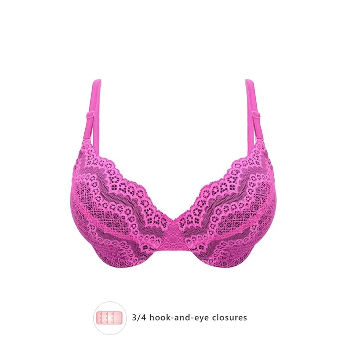 

Clovia Padded Underwired Demi Cup Multiway Bra in Dark Pink - Lace & Powernet - BR2032P14