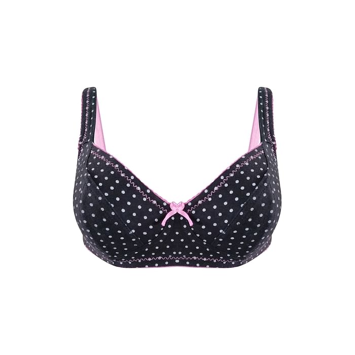 

Clovia Non-Padded Non-Wired Full Cup Polka Print Bra in Black - Cotton - BR2038S13
