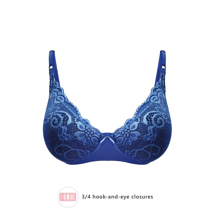 

Clovia Non- Padded Non-Wired Bridal Bra in Blue- Lace - BR2051P08, Navy