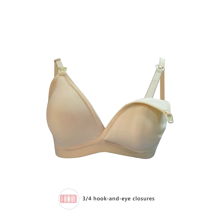 

Clovia Lightly Padded Non-Wired Spacer Cup Feeding Bra in Cream Colour - Cotton Rich - BR2085P24, Nude-colour